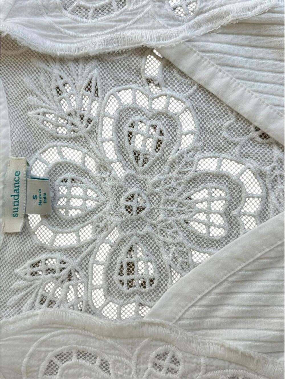 Sundance White Ribbed Lace Embroidered Tank - Picture 4 of 4
